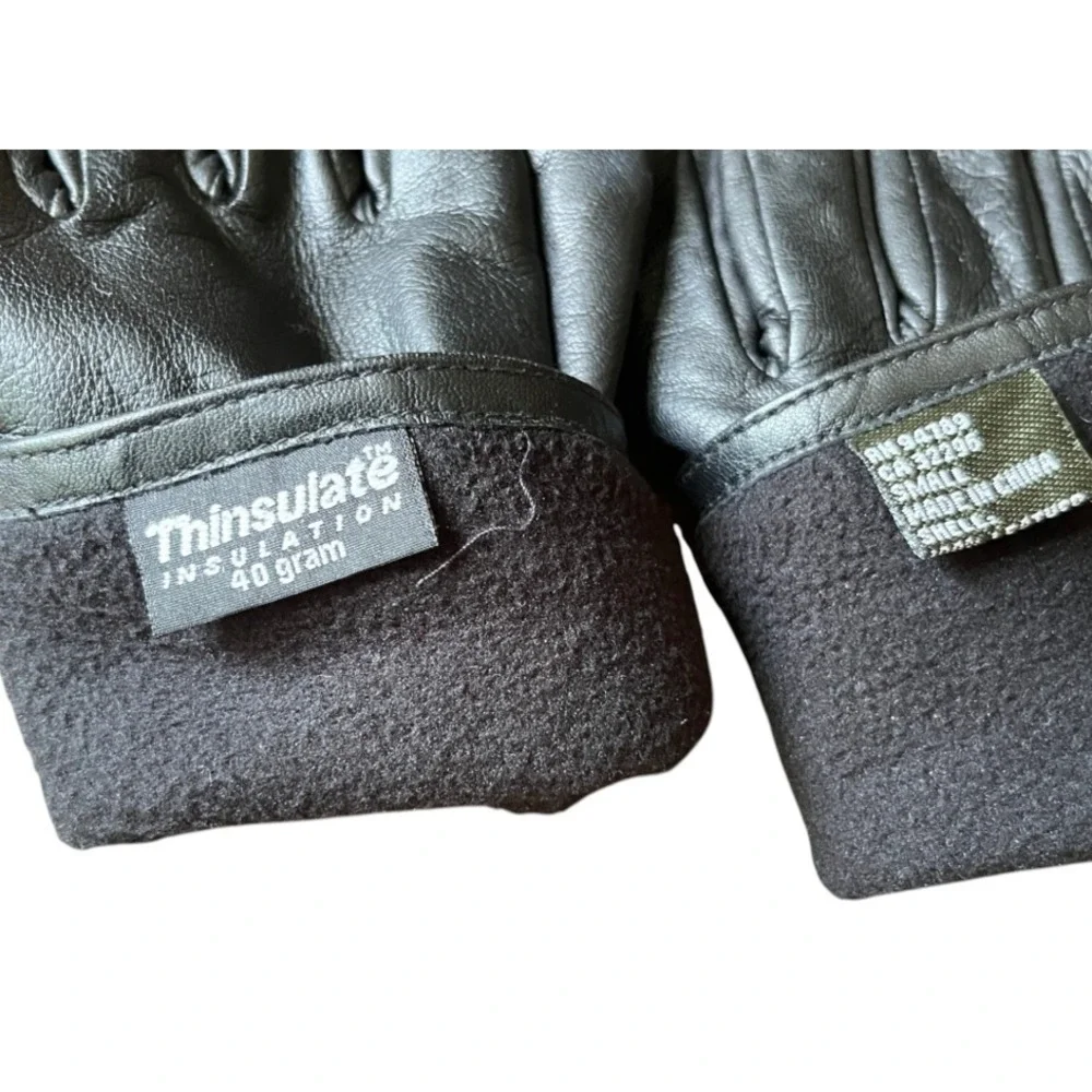 THINSULATE 40 GRAMS Black Leather Gloves SOFT FLEECE LINED Ladies Size S
